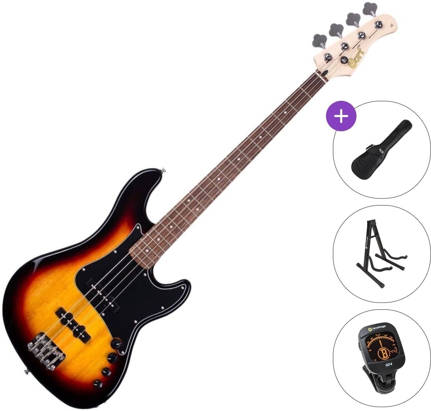Električna bas kitara Cort GB34JJ Standard SET 3-Tone Sunburst Električna bas kitara