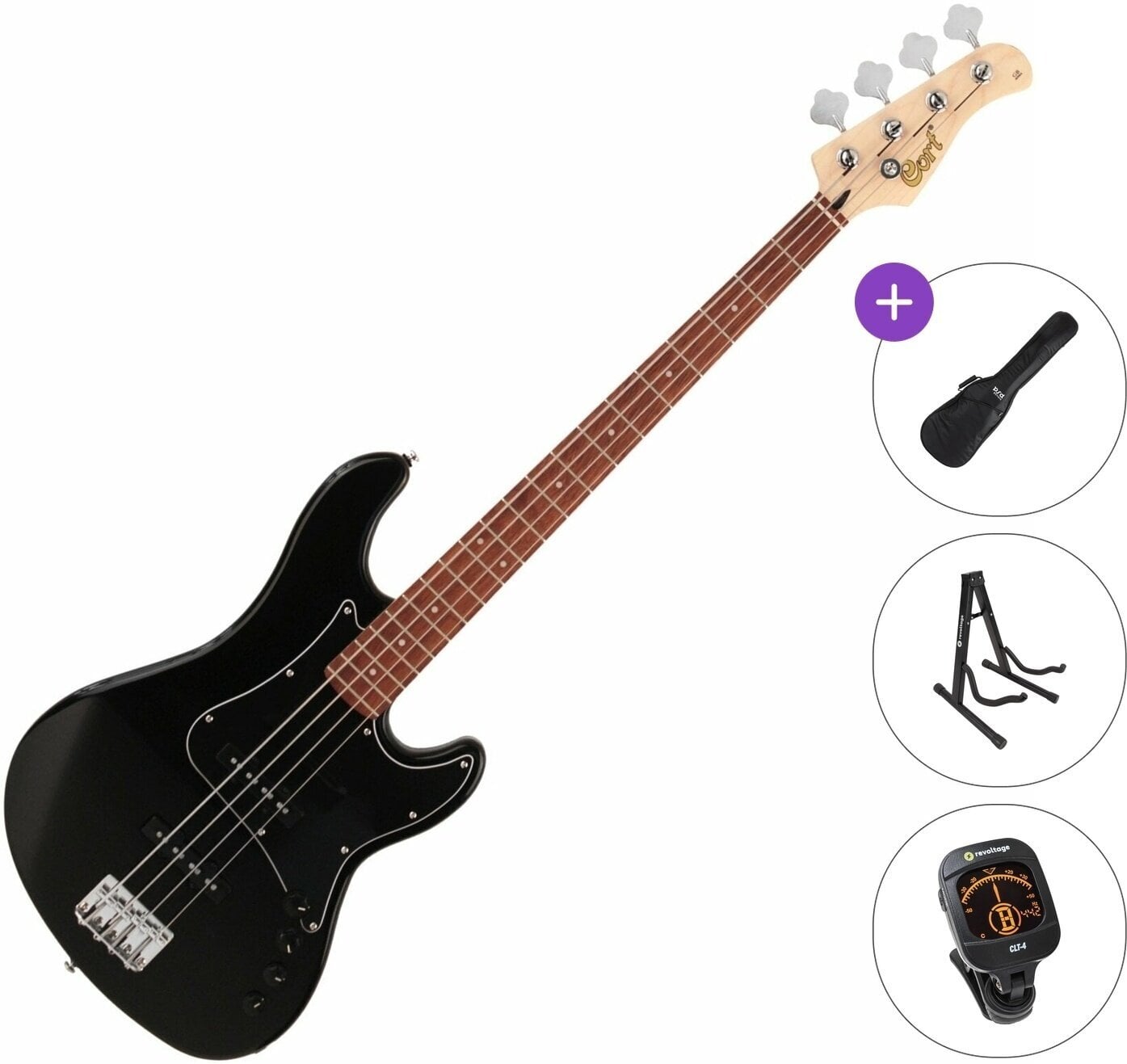 Električna bas kitara Cort GB34JJ Standard SET Black Električna bas kitara