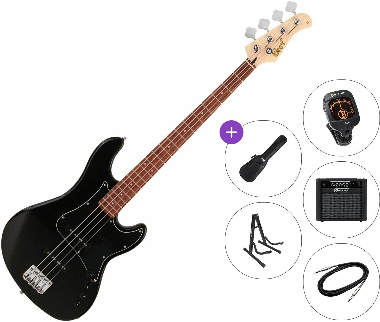 Električna bas kitara Cort GB34JJ Premium SET Black Električna bas kitara