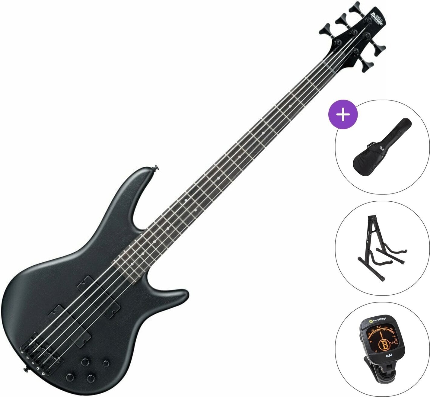 5-strenget basguitar Ibanez GSR205B-WK Standard SET Weathered Black 5-strenget basguitar