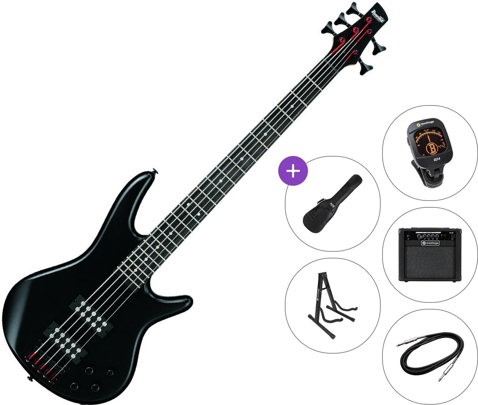 5 strunska bas kitara Ibanez GSR 205-BK Premium SET 5 strunska bas kitara
