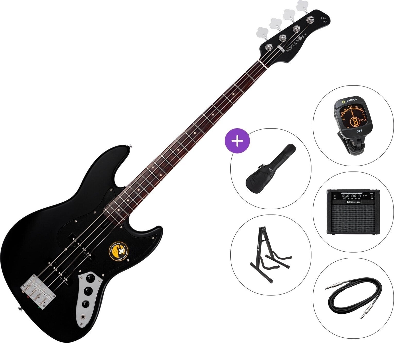 4-strenget basguitar Sire Marcus Miller V3P-4 Premium SET Black Satin 4-strenget basguitar