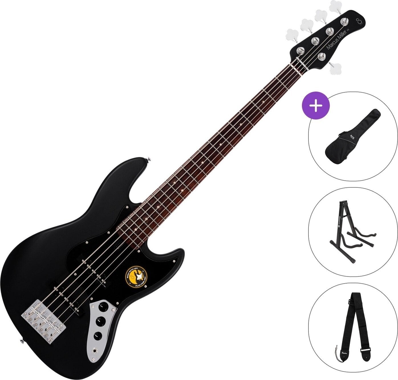 5 strunska bas kitara Sire Marcus Miller V3P-5 Standard SET Black Satin 5 strunska bas kitara