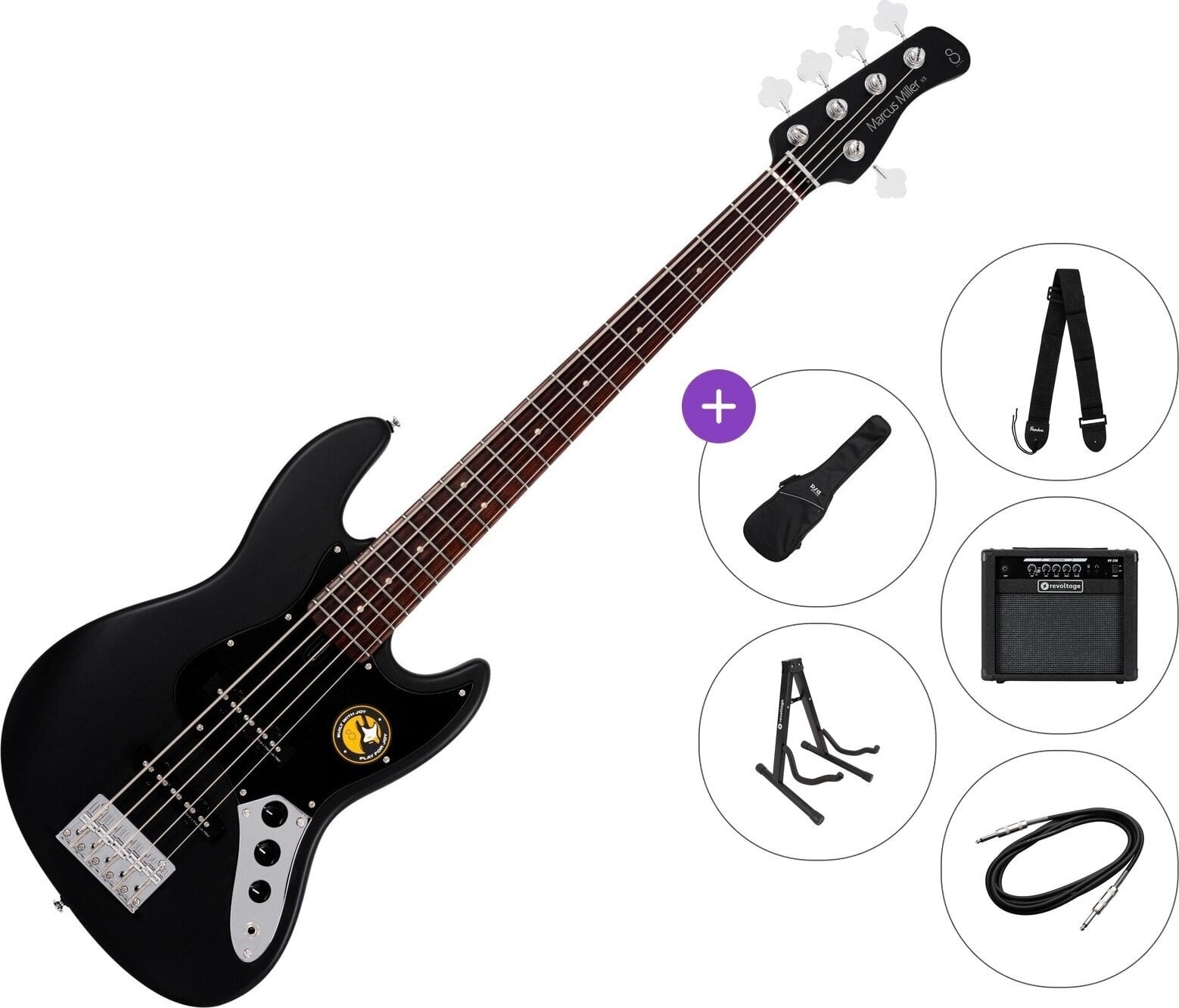 5 strunska bas kitara Sire Marcus Miller V3P-5 Premium SET Black Satin 5 strunska bas kitara