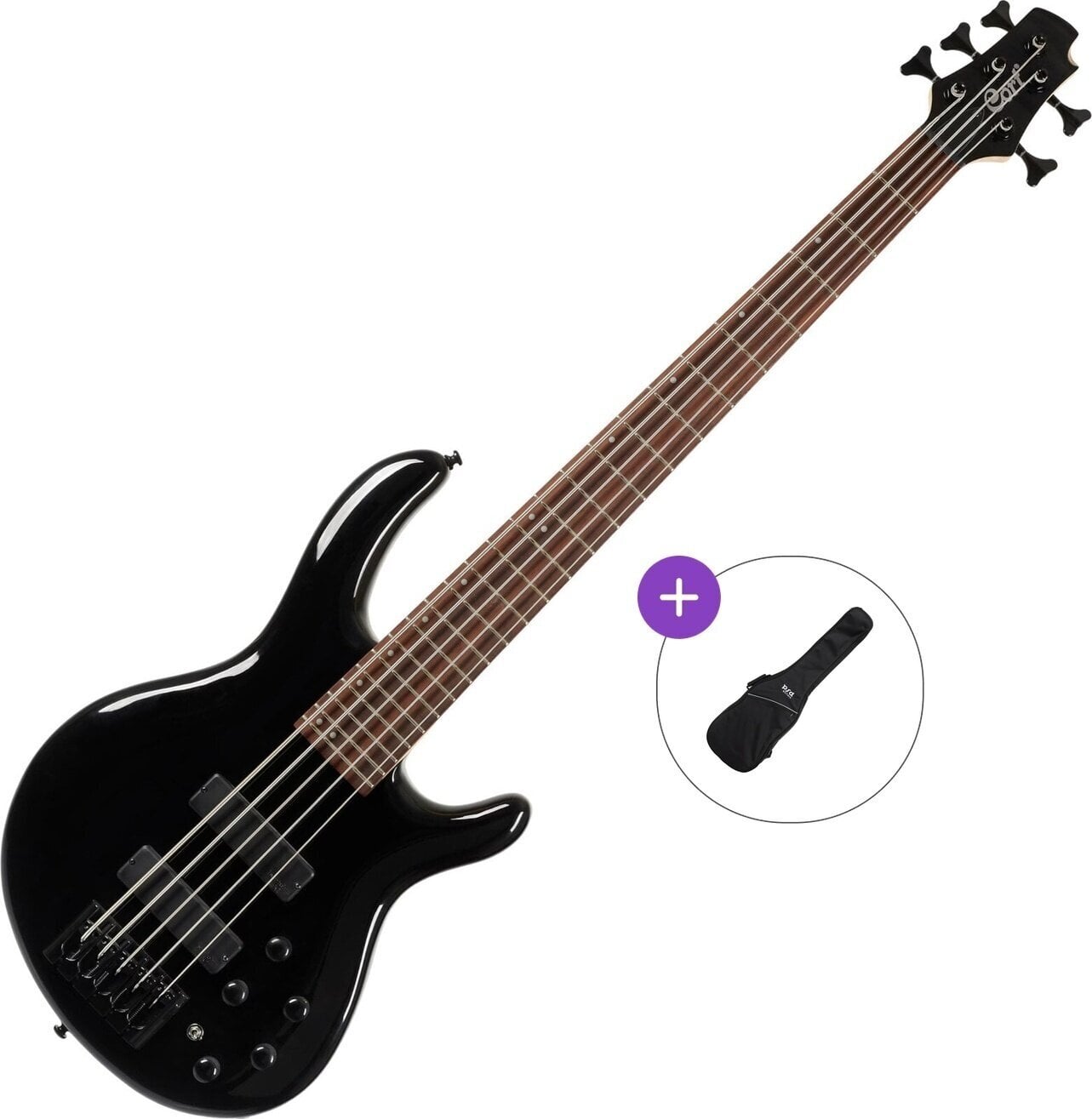 5 strunska bas kitara Cort C5 Deluxe Basic SET Black 5 strunska bas kitara