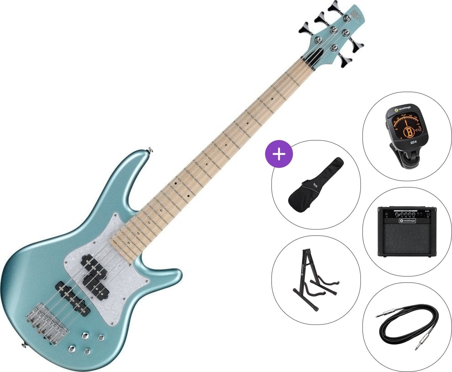 5-strunná baskytara Ibanez SRMD205-SPN Premium SET Sea Foam Pearl Green 5-strunná baskytara