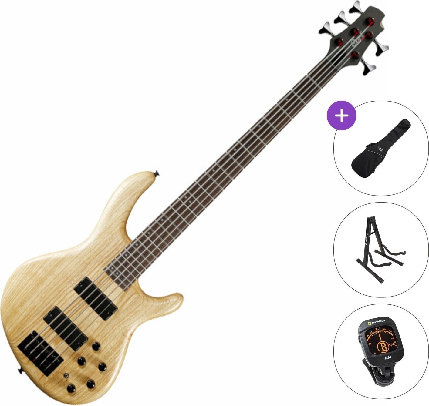 5-strenget basguitar Cort Action DLX V AS Standard SET Open Pore Natural 5-strenget basguitar
