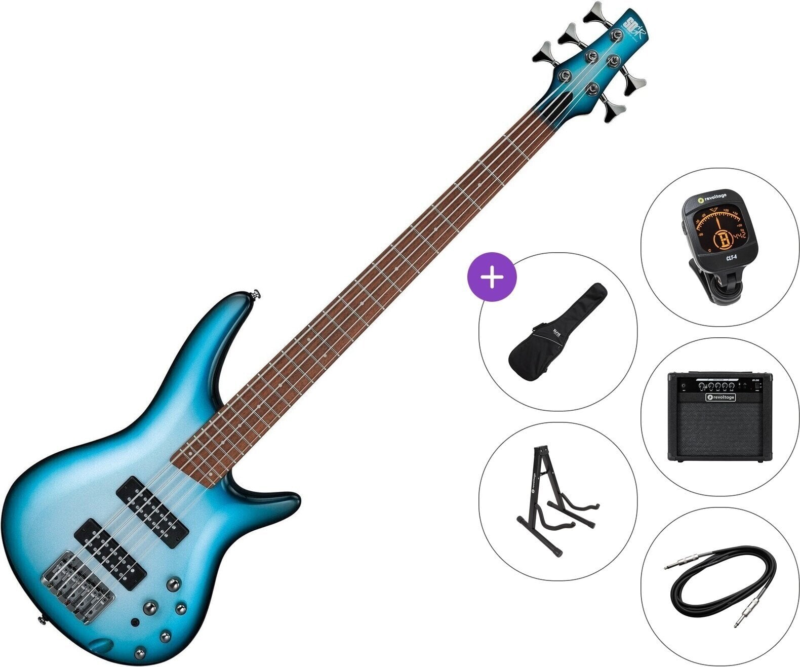 5 žičana bas gitara Ibanez SR305E-DOT Premium SET Deep Ocean Metallic 5 žičana bas gitara