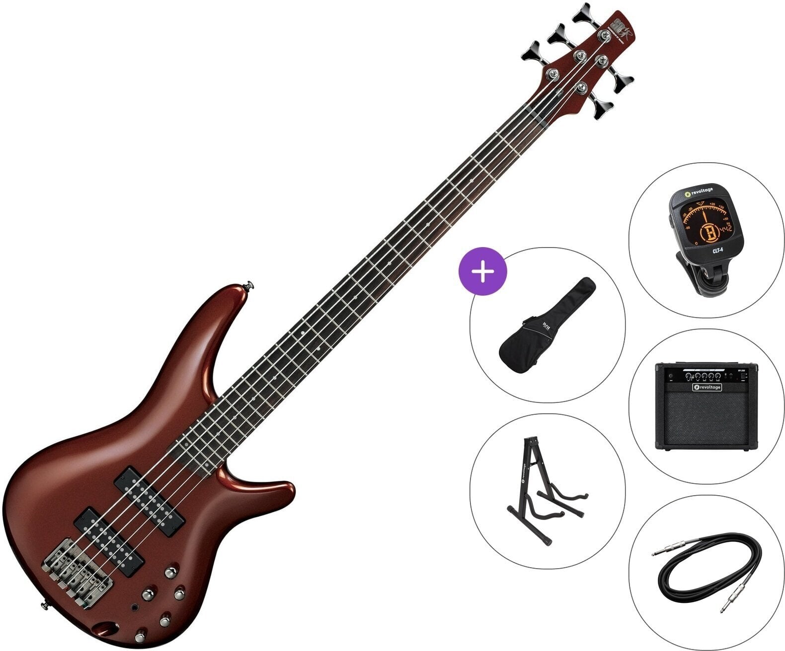5 žičana bas gitara Ibanez SR305E Premium SET Root Beer Metallic 5 žičana bas gitara