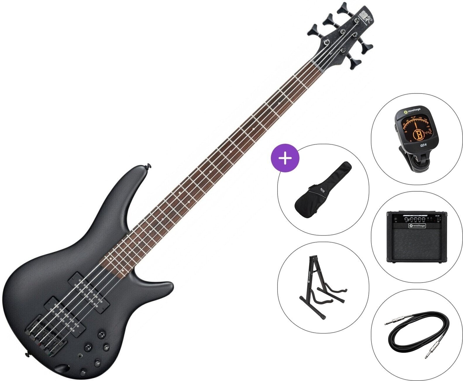 5 žičana bas gitara Ibanez SR305EB-WK Premium SET Weathered Black 5 žičana bas gitara