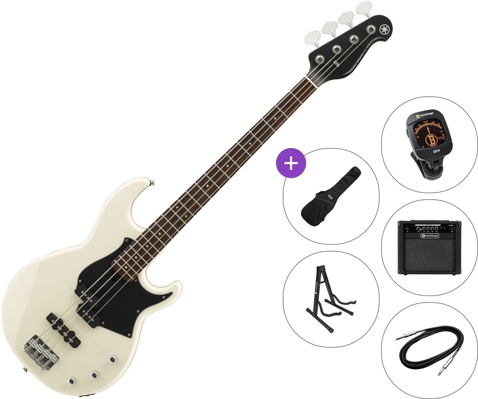 Električna bas gitara Yamaha BB234 RW Premium SET Vintage White Električna bas gitara