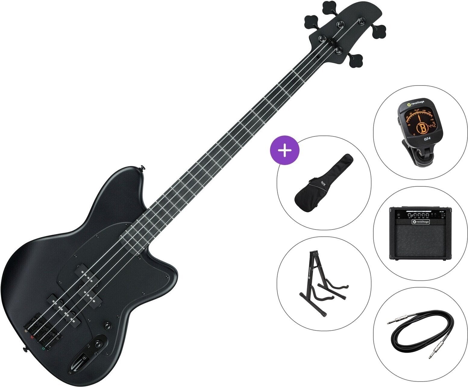 Elektrische basgitaar Ibanez TMB420B-BKF Premium SET Black Flat Elektrische basgitaar