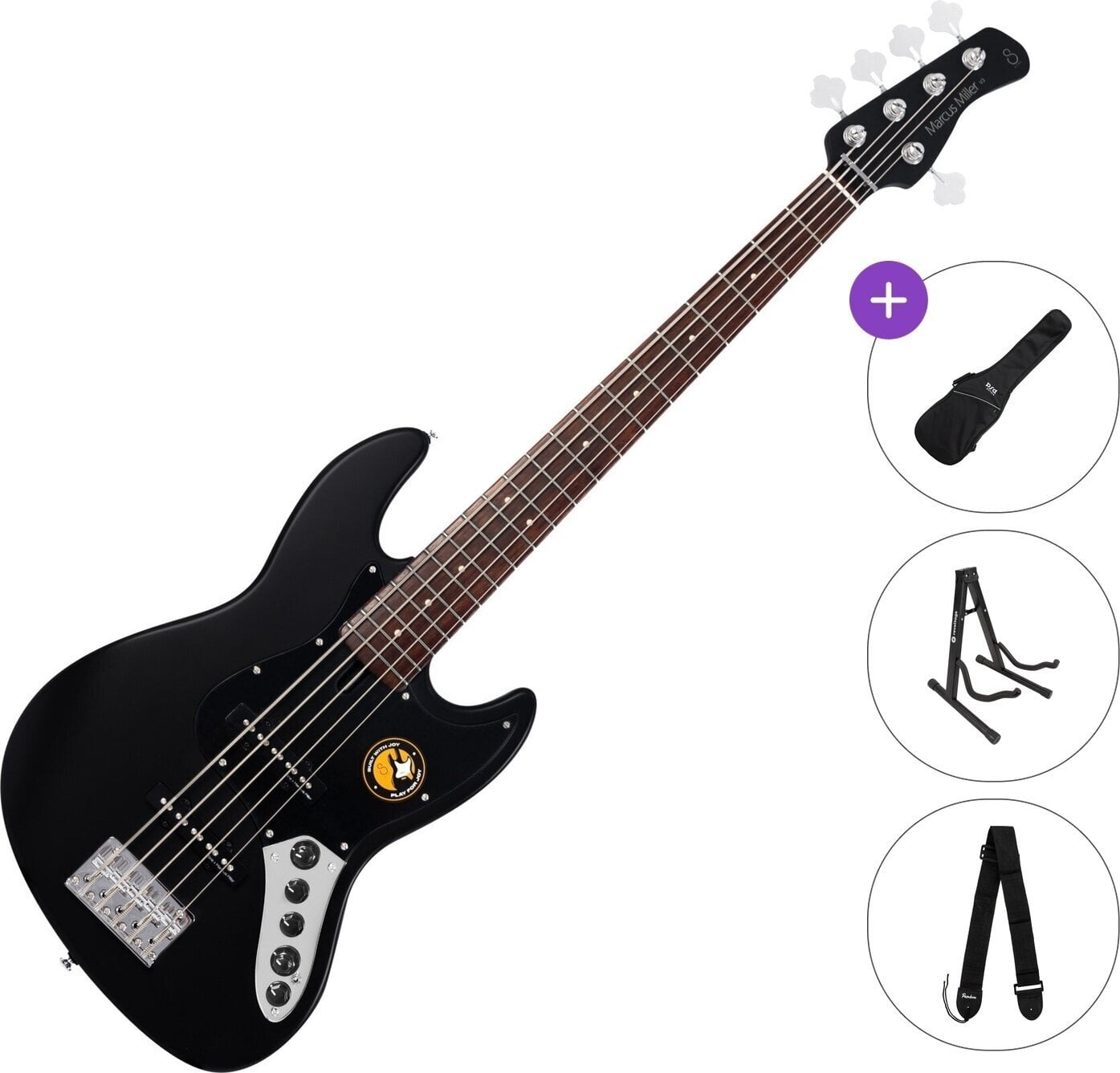 Bas cu 5 corzi Sire Marcus Miller V3-5 Standard SET Negru Satinat Bas cu 5 corzi