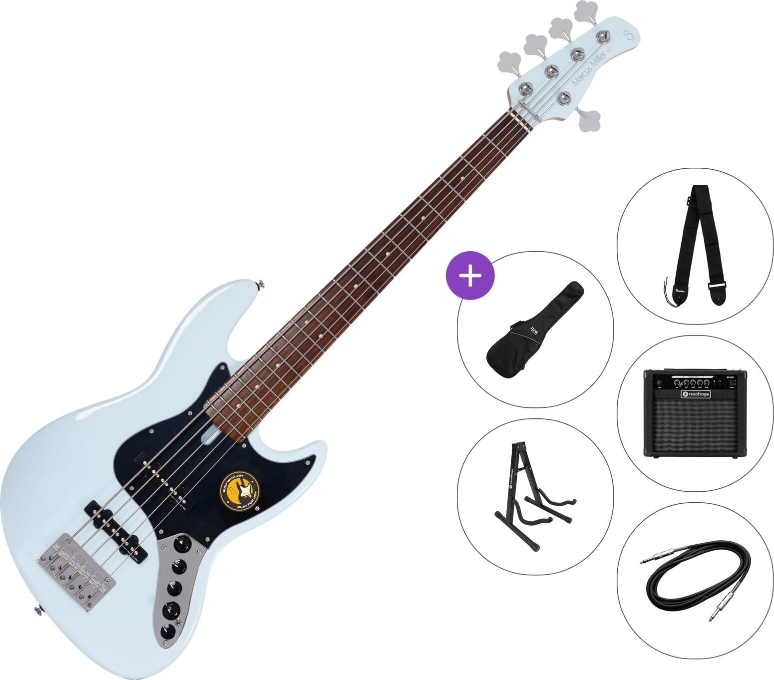 5-snarige basgitaar Sire Marcus Miller V3-5 Premium SET Sonic Blue 5-snarige basgitaar