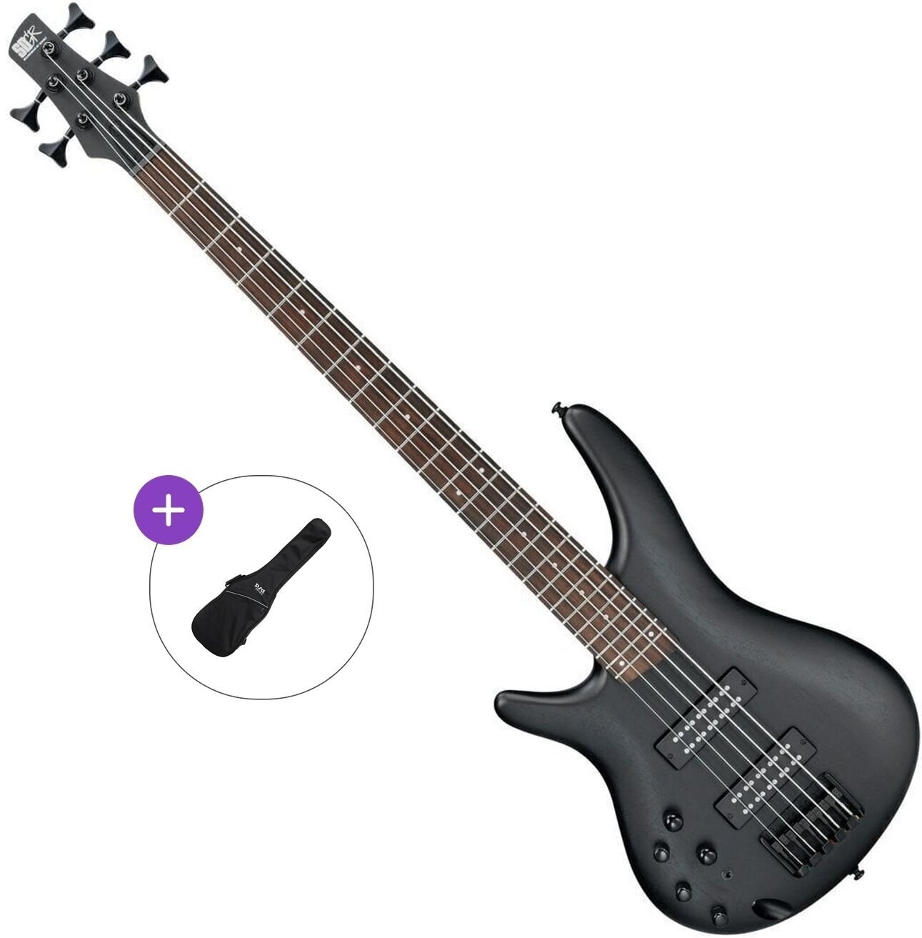 5-strenget basguitar Ibanez SR305EBL-WK Basic SET Weathered Black 5-strenget basguitar