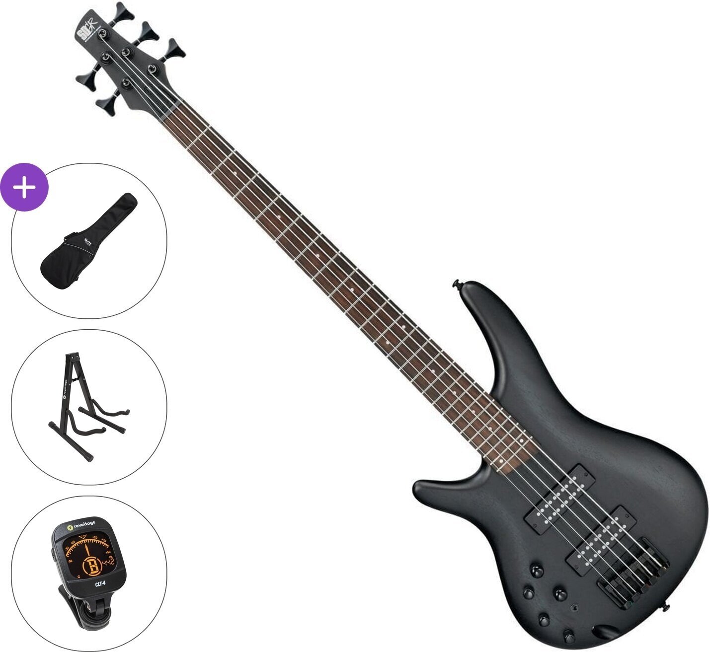 Bas cu 5 corzi Ibanez SR305EBL-WK Standard SET Weathered Black Bas cu 5 corzi