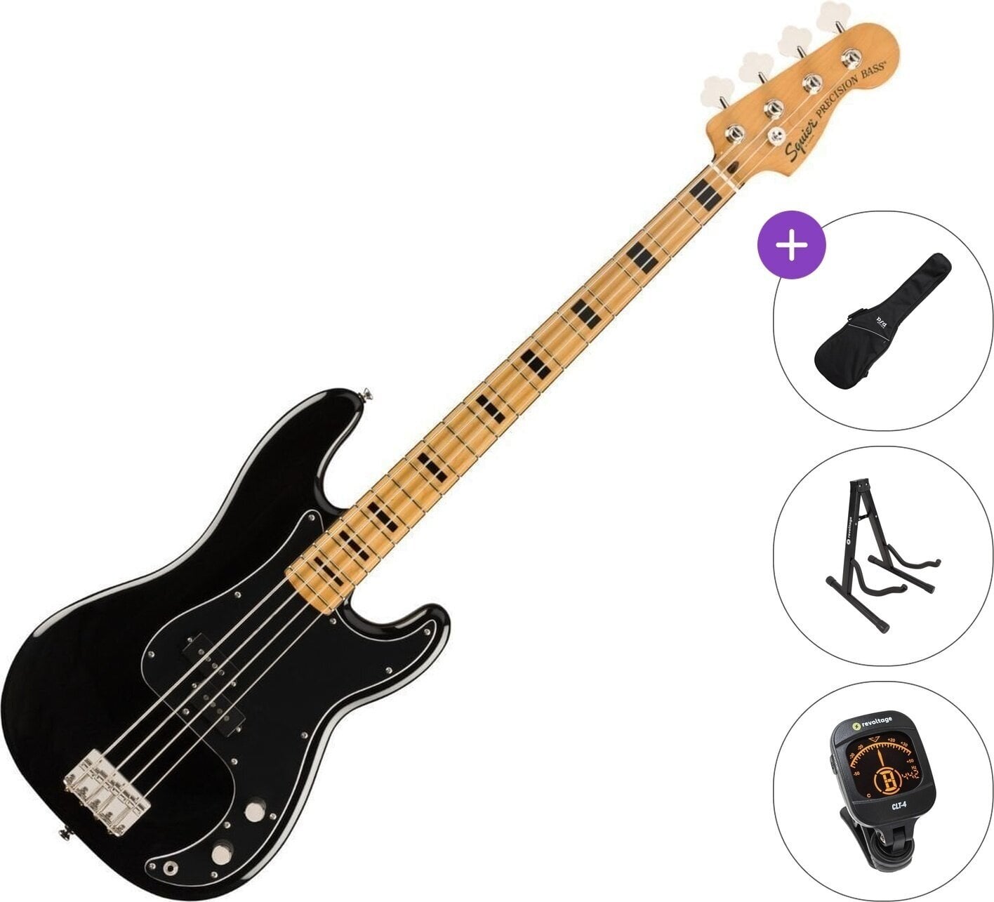 4-strenget basguitar Fender Squier Classic Vibe 70s Precision Bass MN Standard SET Black 4-strenget basguitar