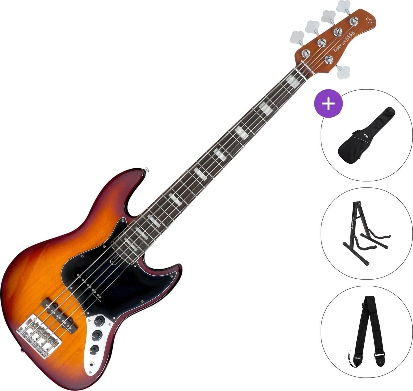 5-strenget basguitar Sire Marcus Miller V5R Alder-5 Standard SET Tobacco Sunburst 5-strenget basguitar