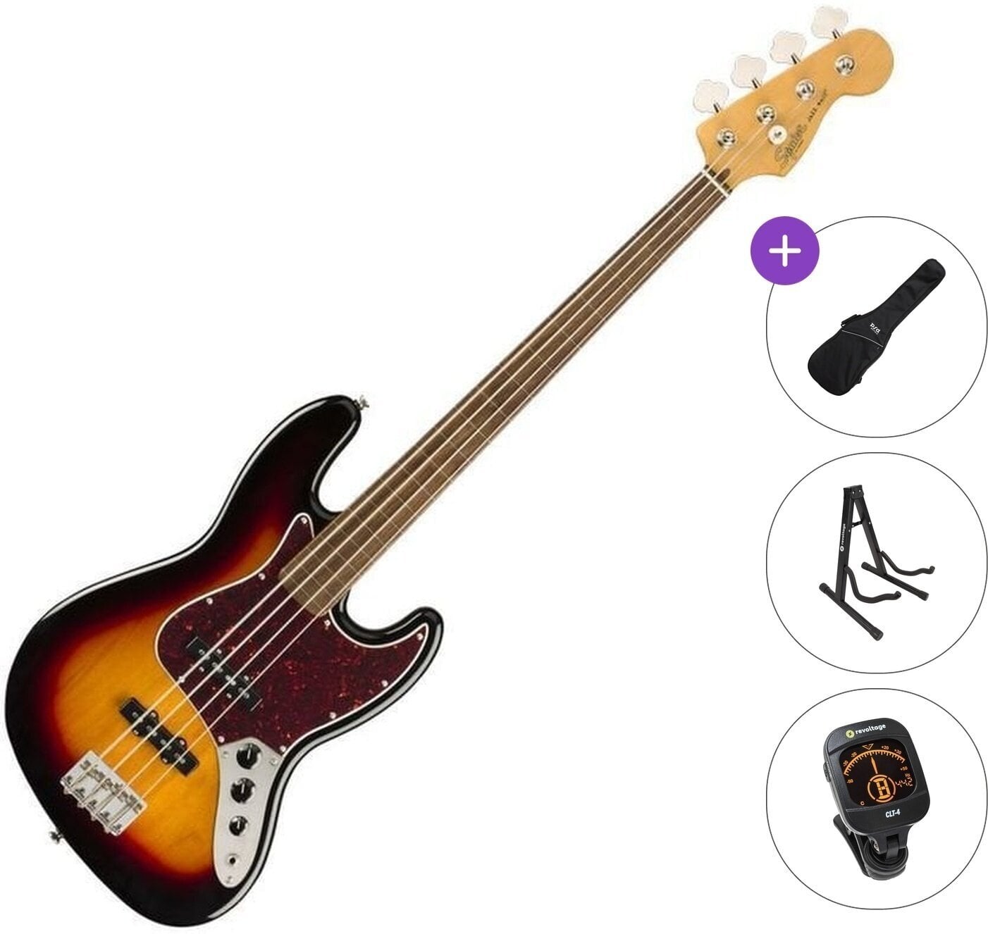 4-strängad basgitarr Fender Squier Classic Vibe '60s Jazz Bass FL IL Standard SET 3-Color Sunburst 4-strängad basgitarr