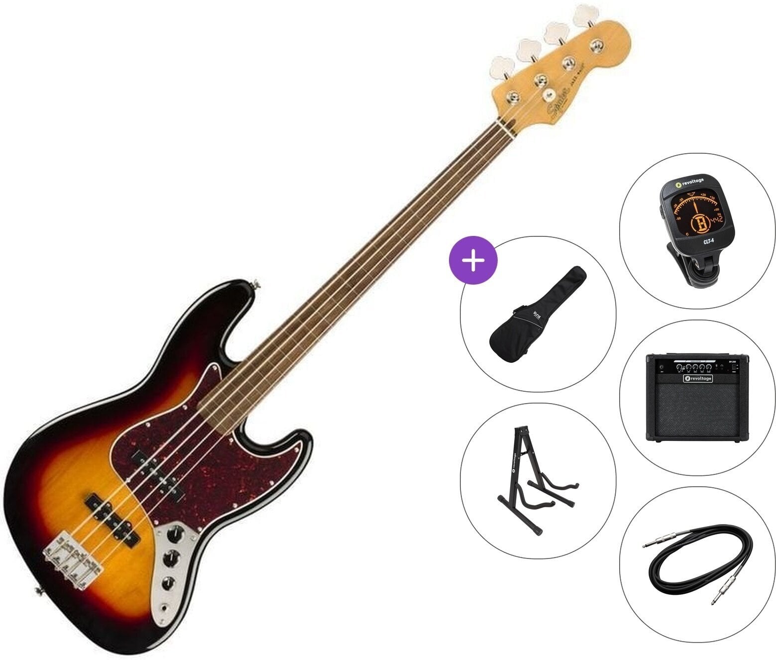 4-strängad basgitarr Fender Squier Classic Vibe '60s Jazz Bass FL IL Premium SET 3-Color Sunburst 4-strängad basgitarr