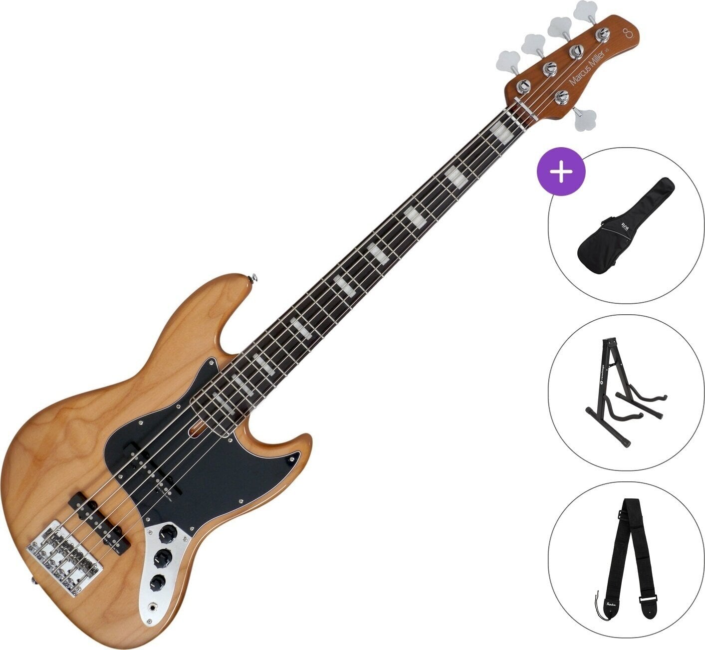 5 žičana bas gitara Sire Marcus Miller V5R Alder-5 Standard SET Natural 5 žičana bas gitara