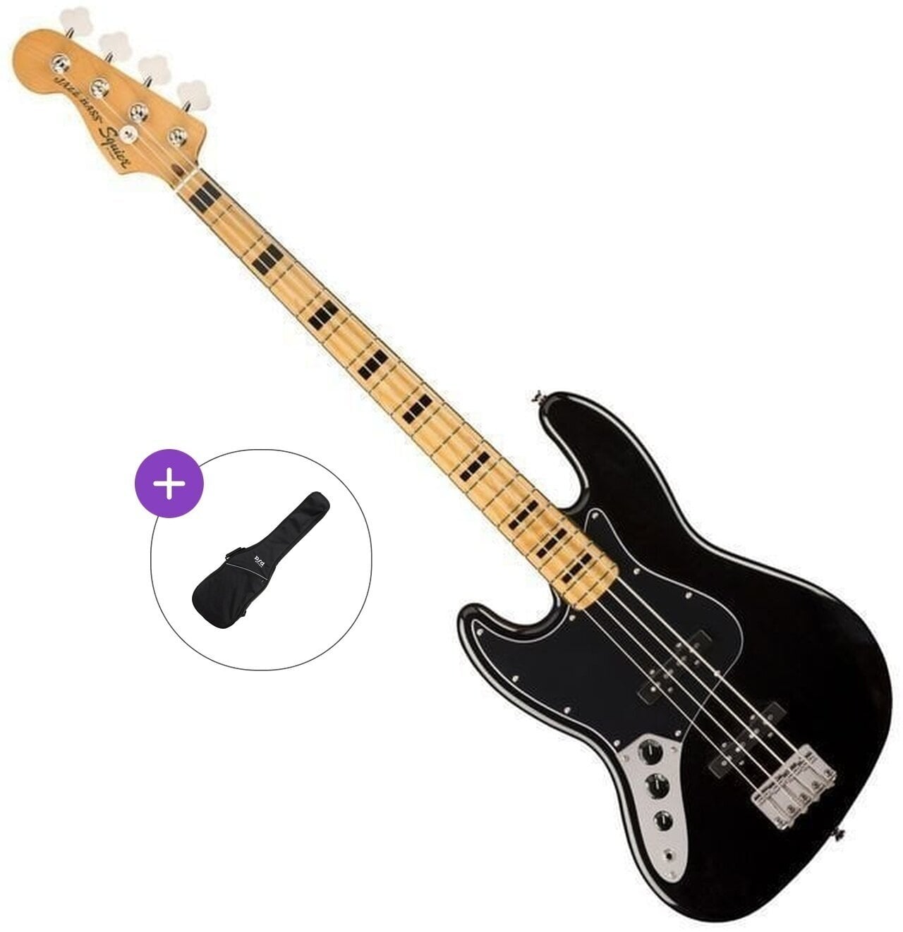 Elektrische basgitaar Fender Squier Classic Vibe 70s Jazz Bass MN LH Basic SET Black Elektrische basgitaar