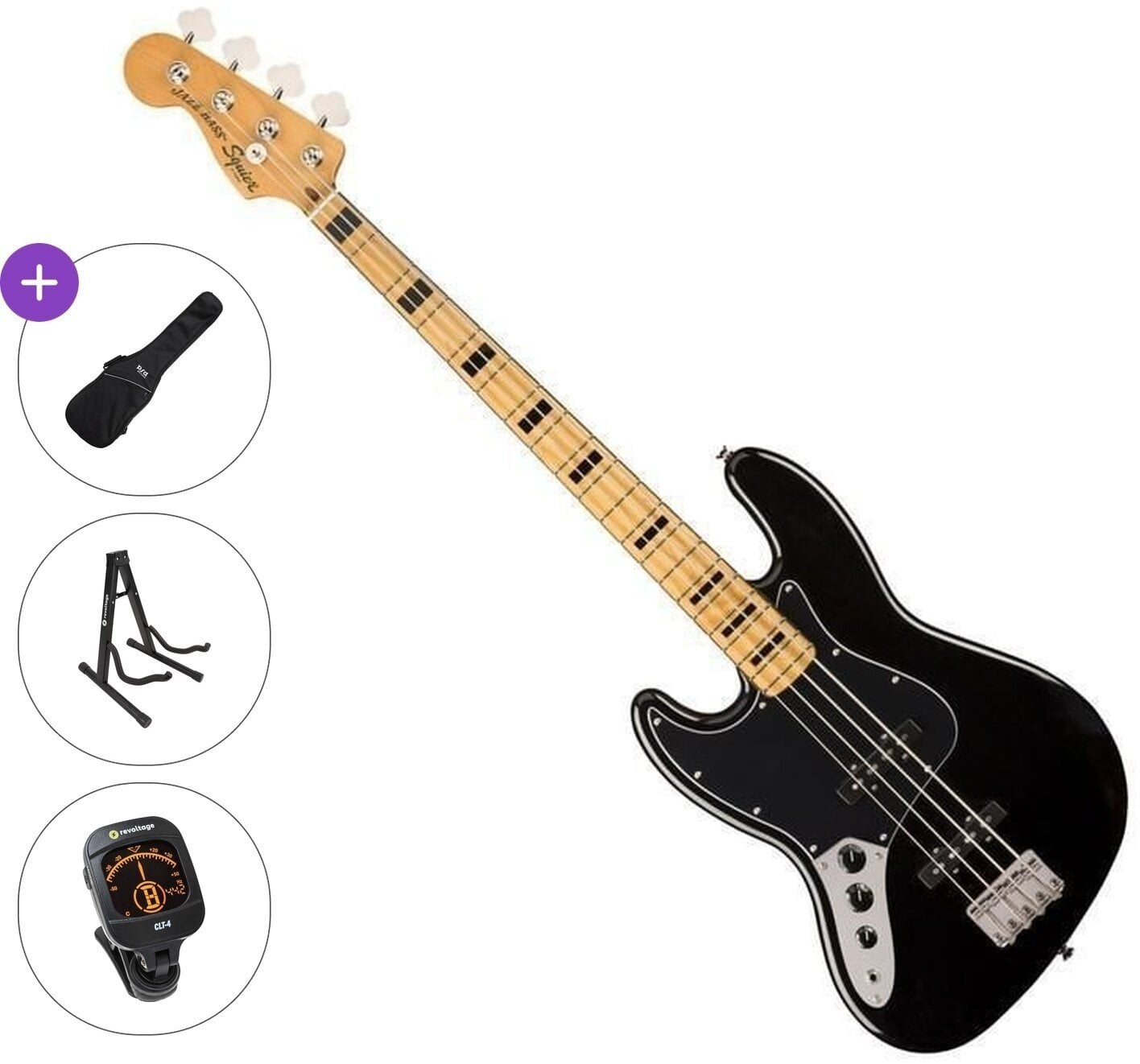 4-strängad basgitarr Fender Squier Classic Vibe 70s Jazz Bass MN LH Standard SET Black 4-strängad basgitarr