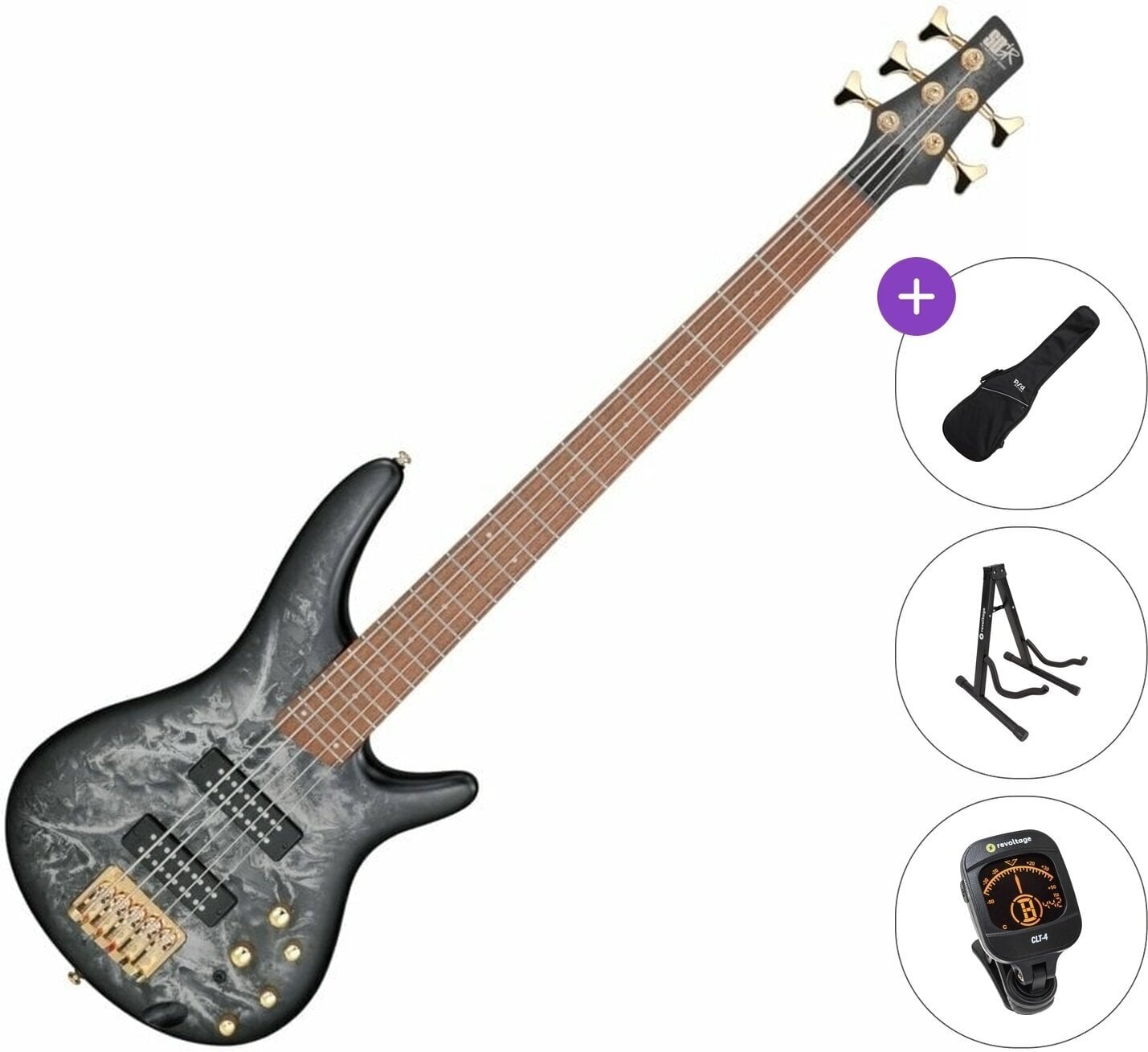 5 žičana bas gitara Ibanez SR305EDX-BZM Standard SET Black Ice Frozen Matte 5 žičana bas gitara
