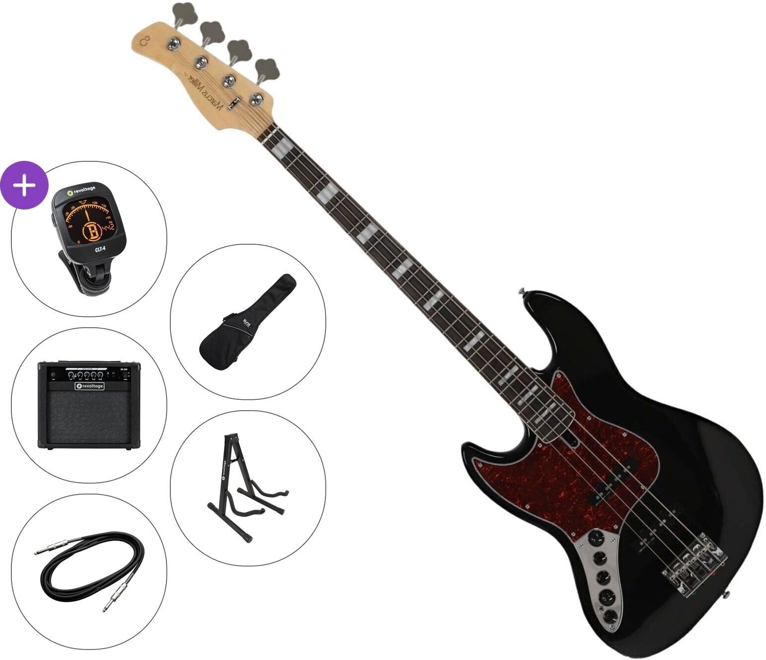 Elektrische basgitaar Sire Marcus Miller V7 Alder-4 LH 2nd Gen Premium SET Black Elektrische basgitaar