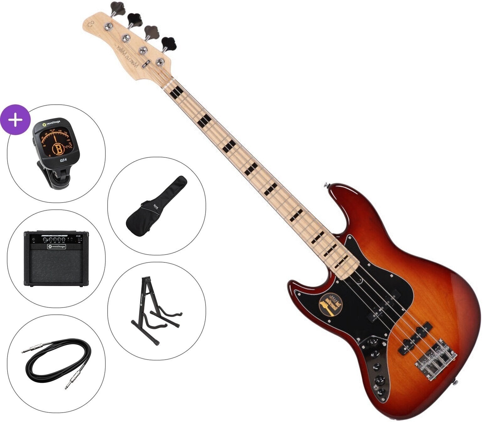 Električna bas kitara Sire Marcus Miller V7 Vintage Alder 4 2nd Gen LH 2020 Premium SET Tobacco Sunburst Električna bas kitara