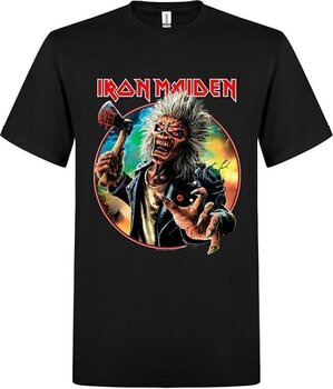 T-Shirt Iron Maiden Axe Eddie Red White Circle Back And Front Black 2XL T-Shirt - 1