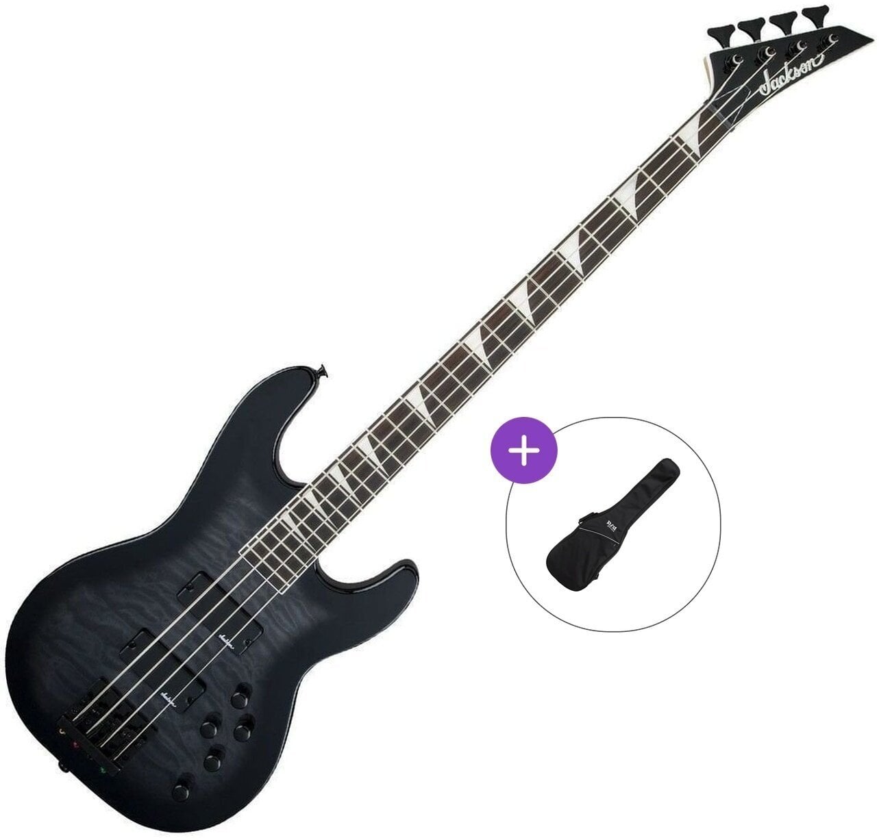 4-strenget basguitar Jackson JS3Q Concert Bass AH Basic SET Transparent Black Sunburst 4-strenget basguitar