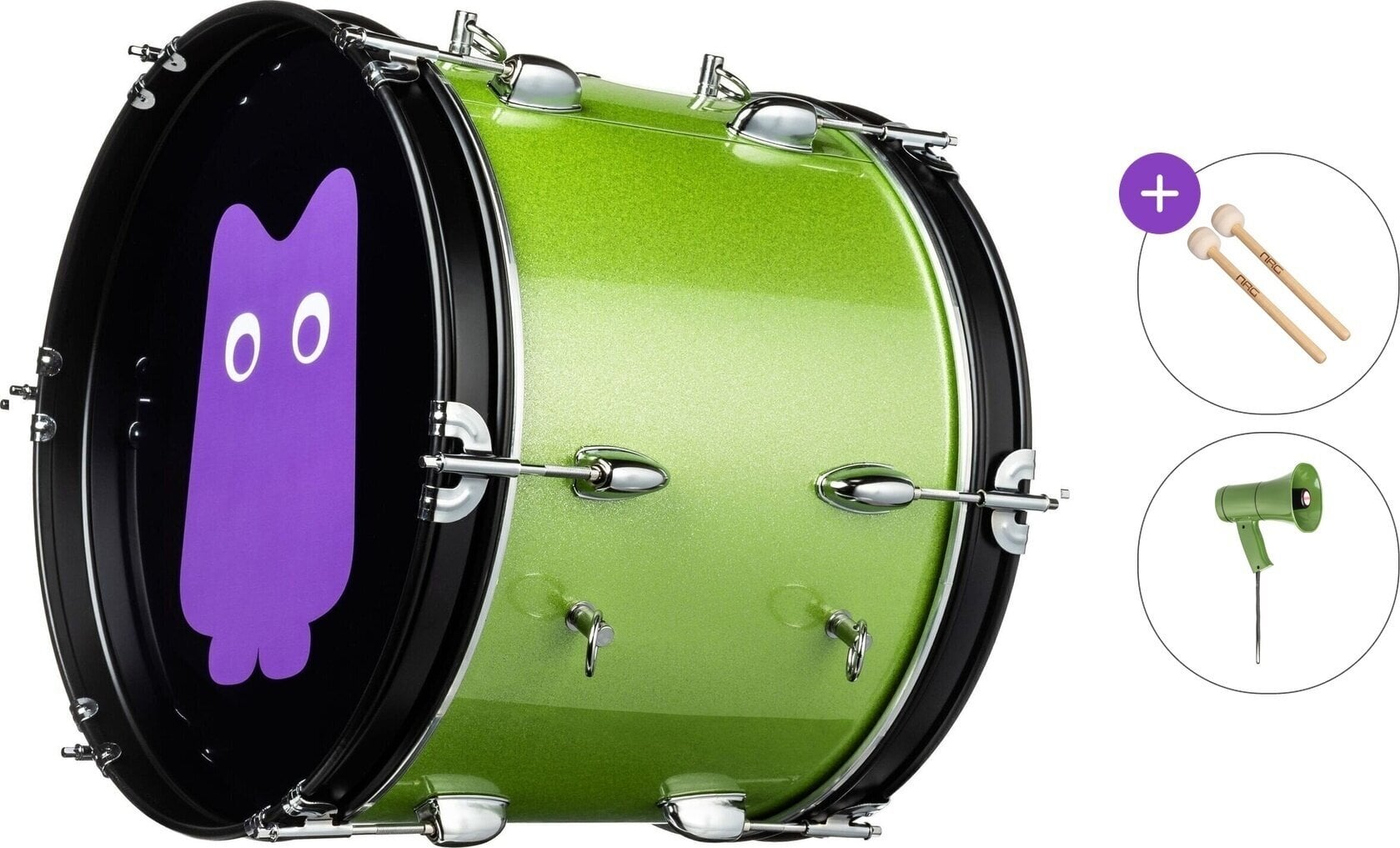 Pohodni boben NRG True Ultra Standard SET Navijaški boben 16" Green Strike