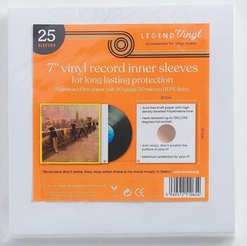 Veske/etui til LP-plater Legend Vinyl LV28 Vinyl Record Sleeves (7" Vinyl) 25 White - 1