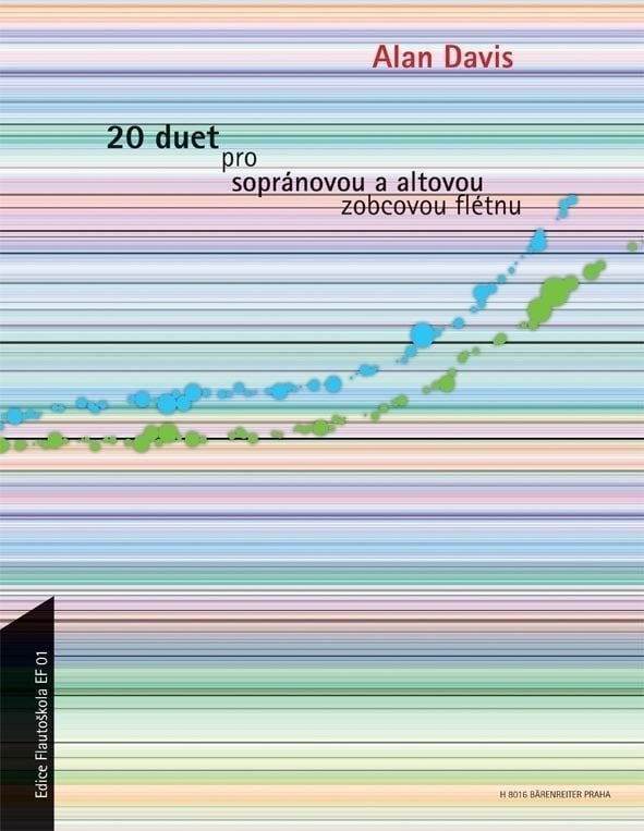 Partitura para instrumentos de sopro Alan Davis 20 duet pro sopránovou a altovou zobcovou flétnu Livro de música
