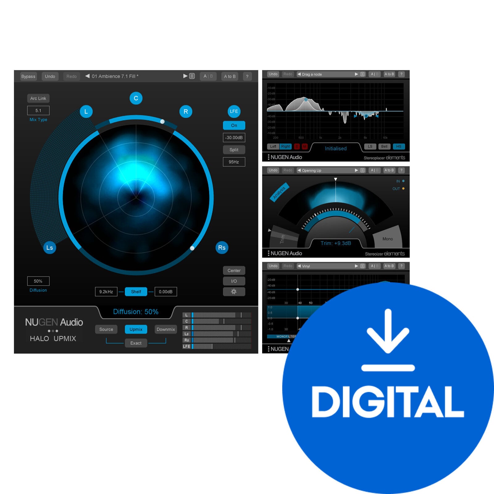 Software Plug-In FX Processor Nugen Audio Halo Upmix + Focus Elements (Digital product)