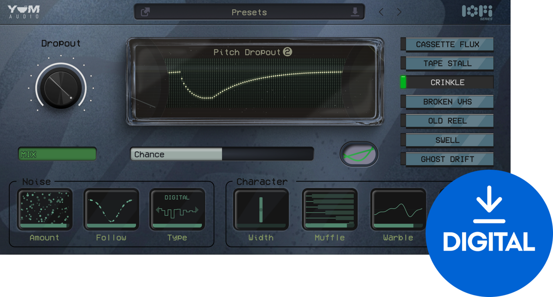 Studio-Effekt-Plugin Yum Audio LoFi Pitch Dropout 2 (Digitales Produkt)