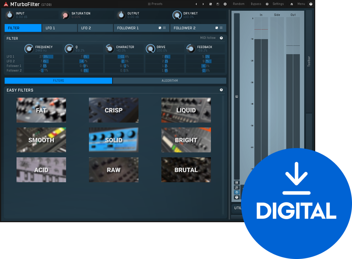 Studio-Effekt-Plugin MeldaProduction MTurboFilter (Digitales Produkt)