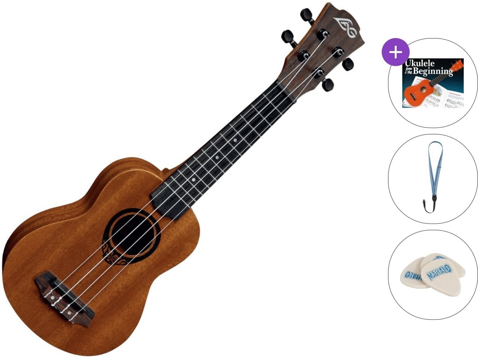 Sopran Ukulele LAG TKU-10S Tiki Basic SET Natural Sopran Ukulele