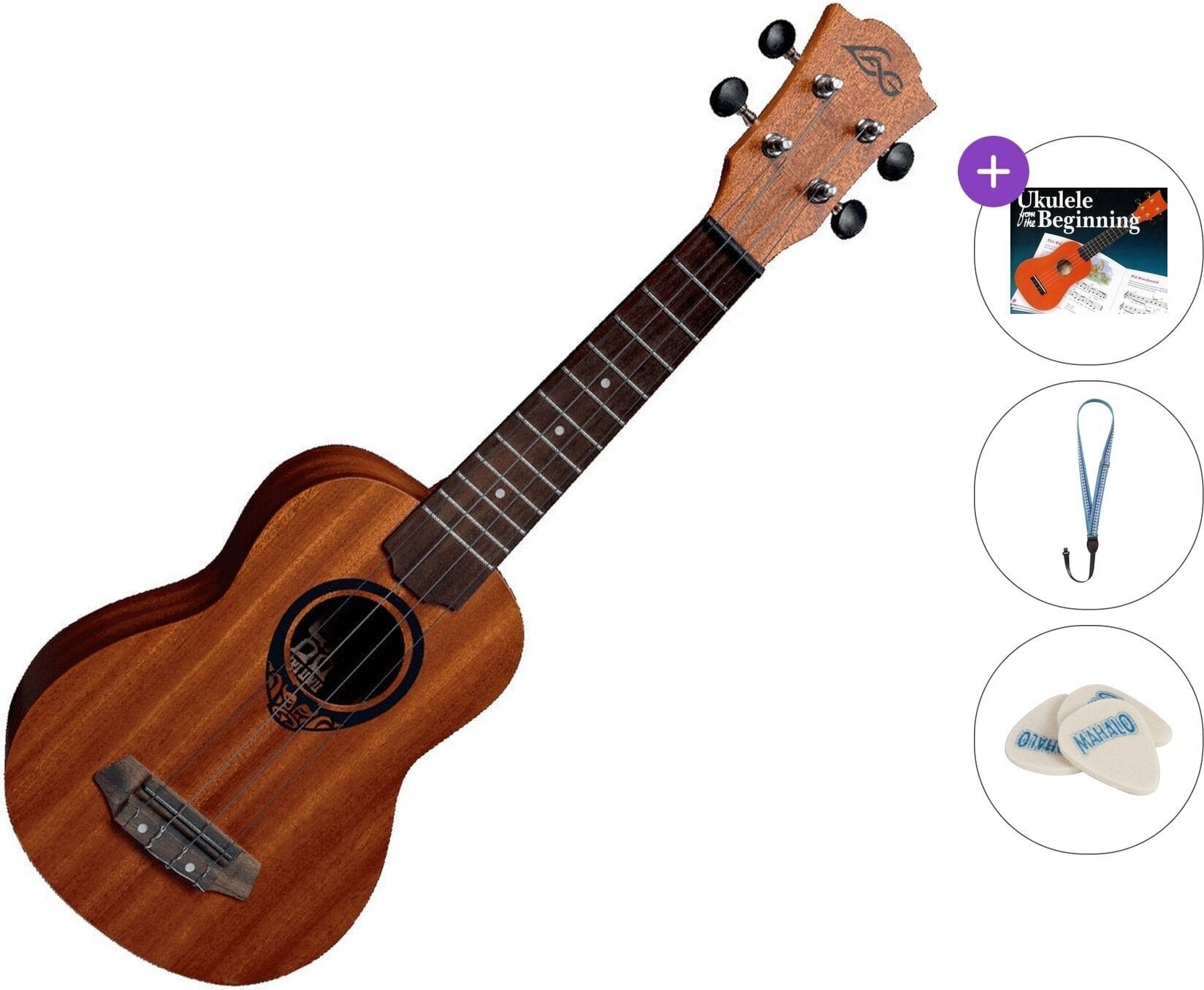 Sopran Ukulele LAG TKU-8S Tiki Basic SET Natural Satin Sopran Ukulele