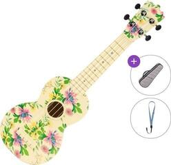 Ukulele soprano Pasadena WU-21F3-WH Basic SET Floral Ukulele soprano