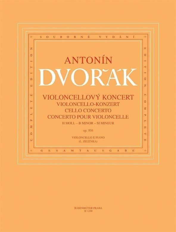 Music sheet for bands and orchestra Antonín Dvořák Koncert pro violoncello a orchestr h moll op. 104 Music Book