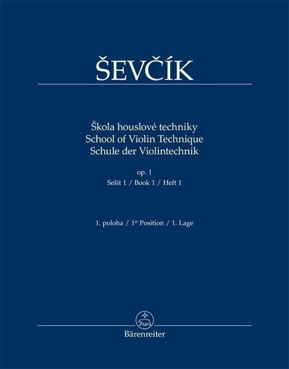 Bladmuziek voor strijkinstrumenten Otakar Ševčík Škola houslové techniky op. 1, sešit 1, 1. poloha Muziekblad