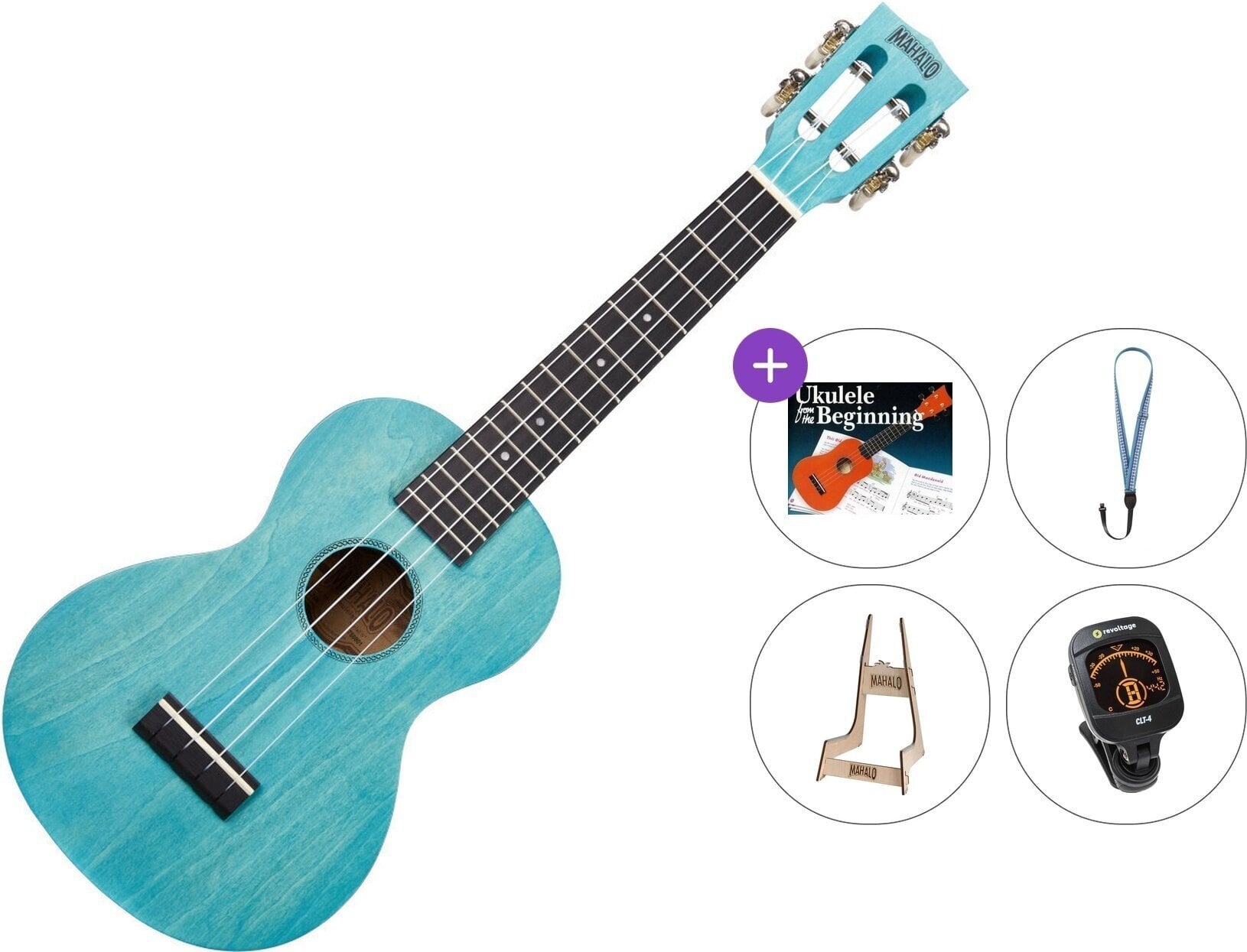 Konzert-Ukulele Mahalo ML2AB Premium SET Aqua Blue Konzert-Ukulele