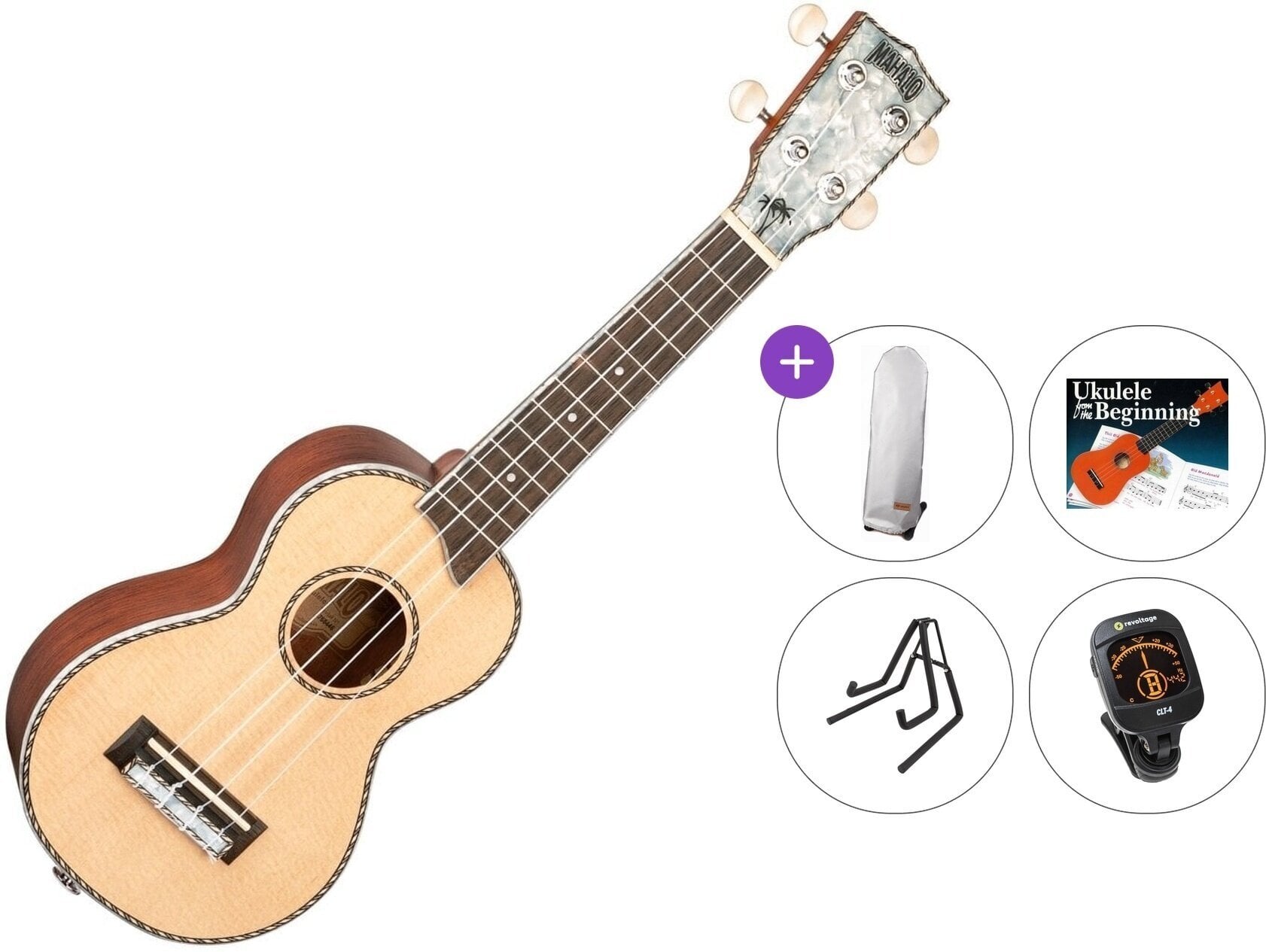 Sopránové ukulele Mahalo MP1 Premium SET Natural Sopránové ukulele