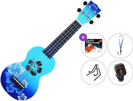 Soprano Ukulele Mahalo Hibiscus Premium SET Hibiscus Blue Burst Soprano Ukulele - 1