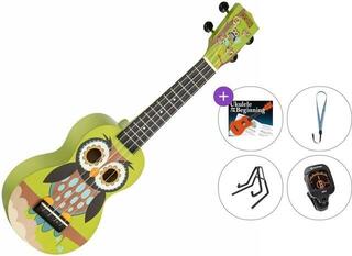 Soprāna ukulele Mahalo MA1WL Art Series Premium SET Owl Soprāna ukulele