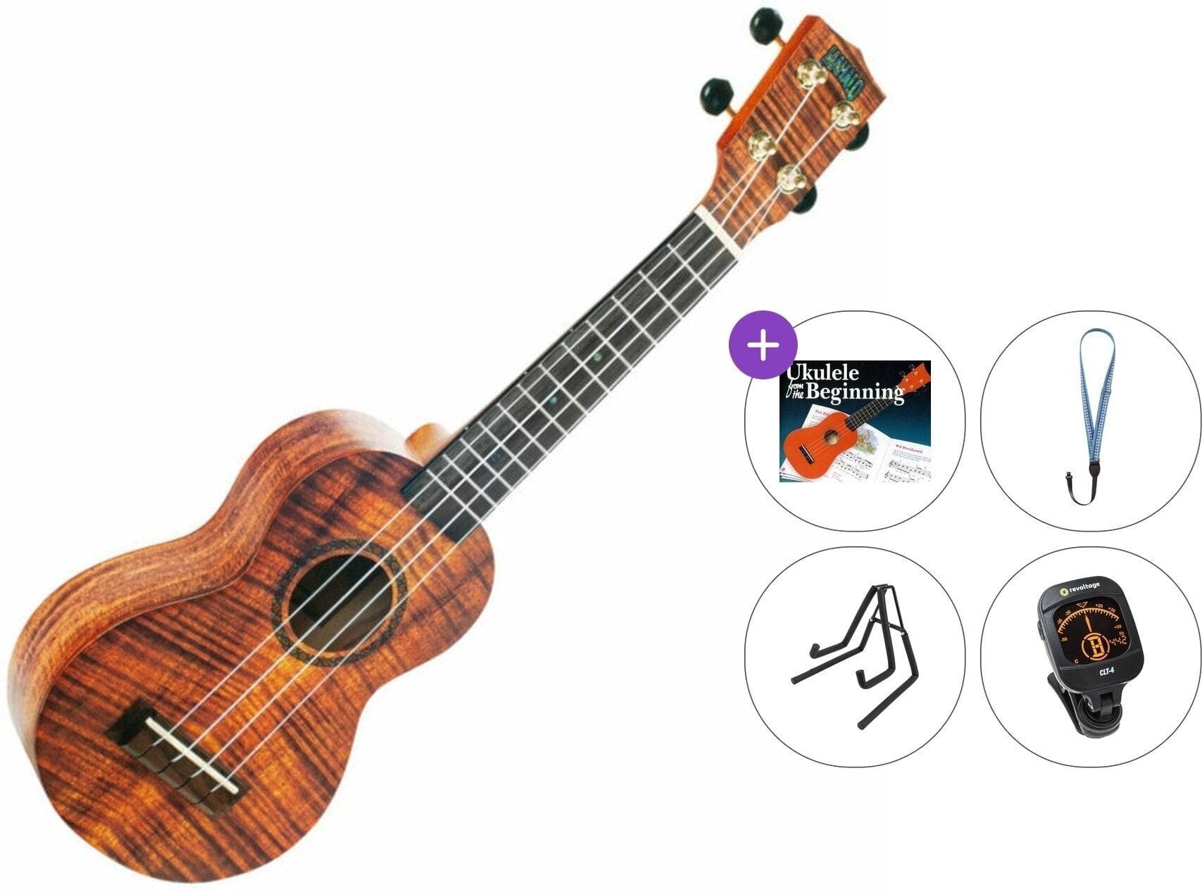 Soprano Ukulele Mahalo MA1KA Artist Elite Series Premium SET Photo Flame Koa Soprano Ukulele