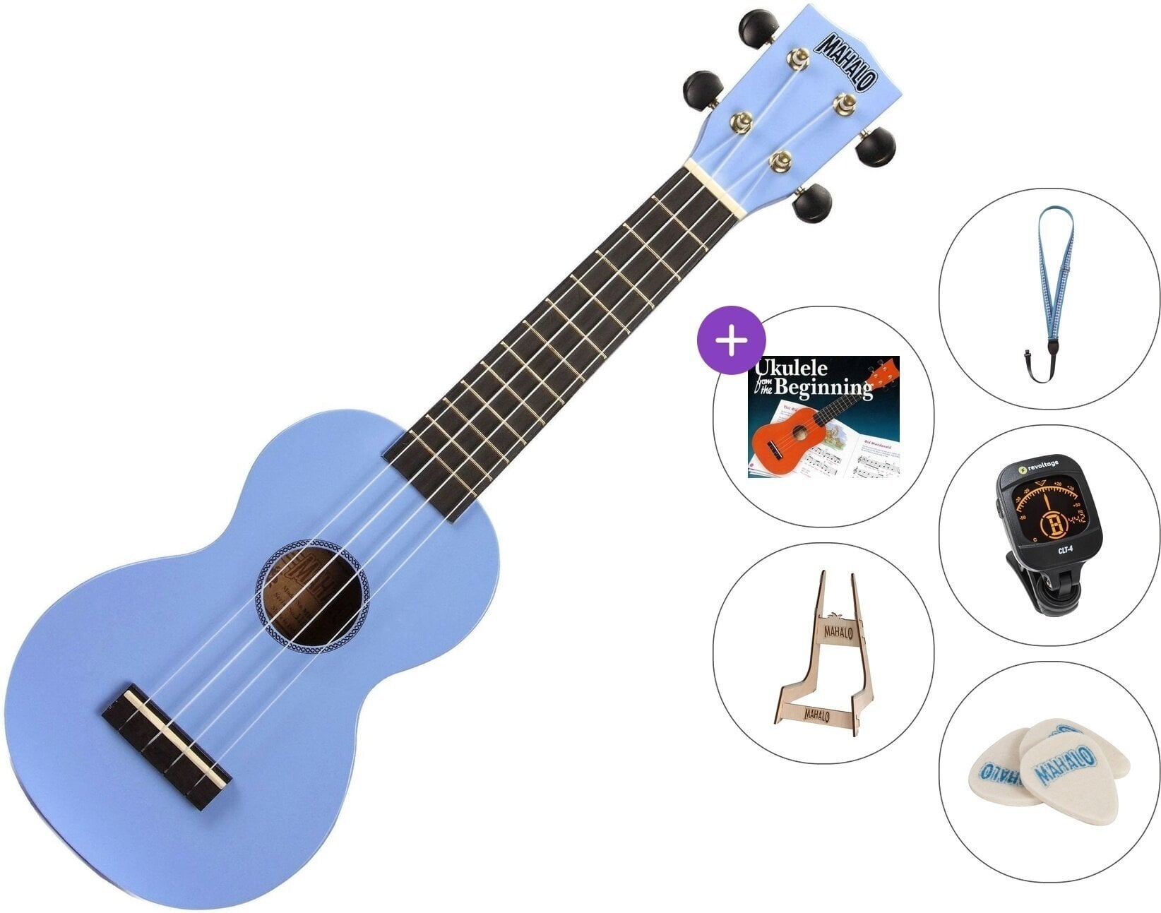 Soprāna ukulele Mahalo MR1 Premium SET Light Blue Soprāna ukulele