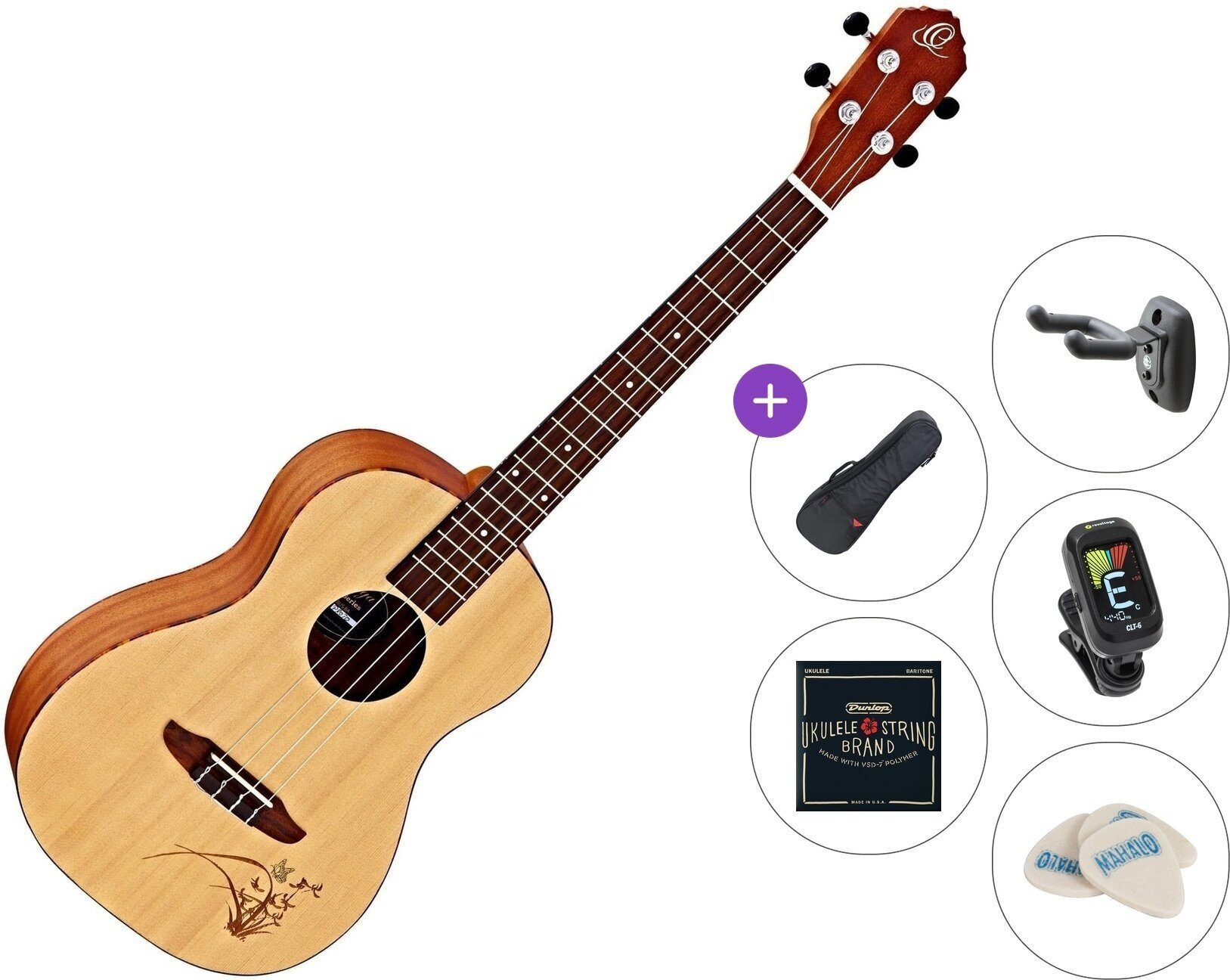 Ukulele barytonowe Ortega RU5-BA Premium SET Natural Ukulele barytonowe